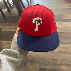 Phillies New era fitted youth hat. Authentic on field hat.